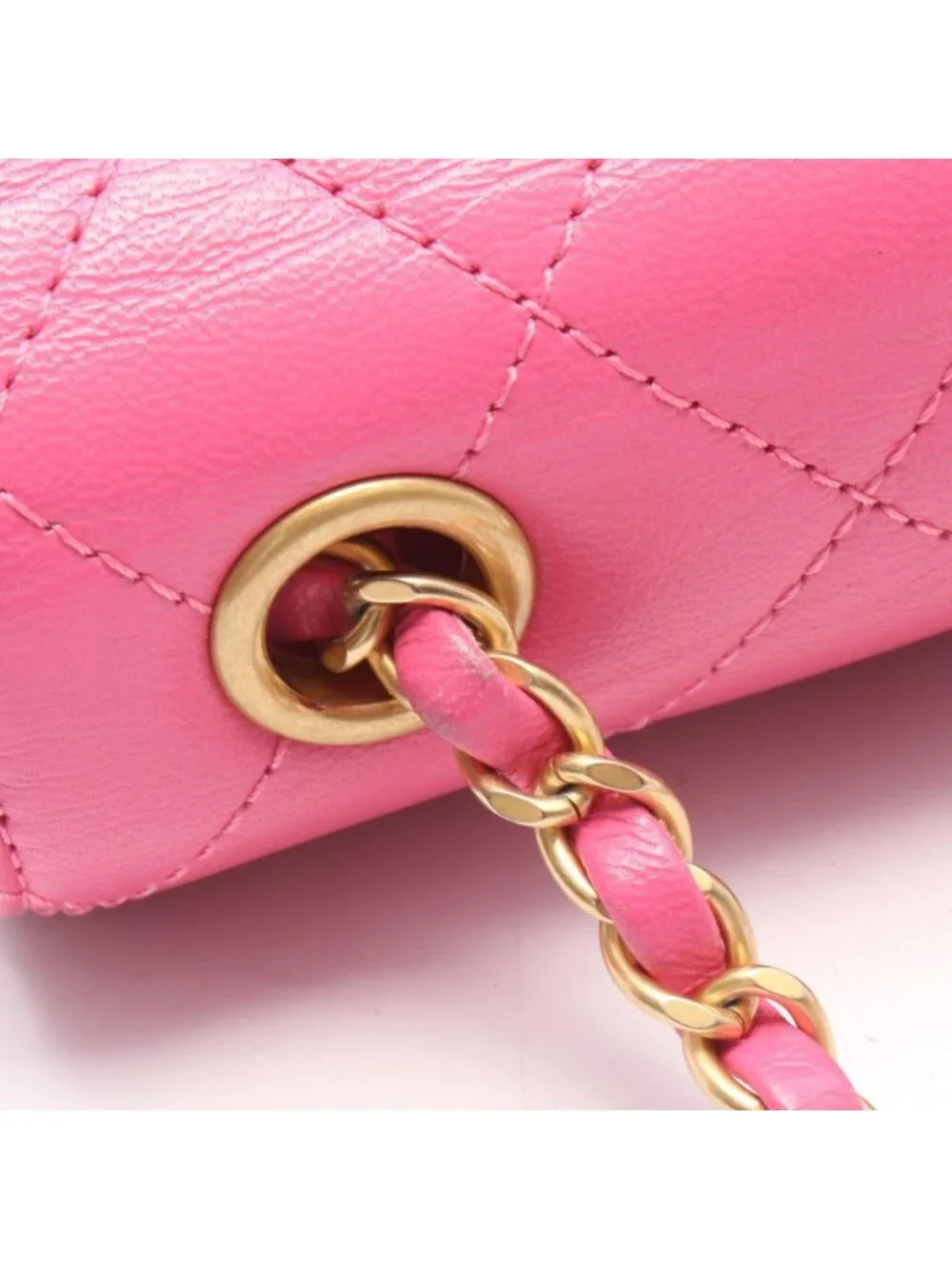 Chanel Shoulder Bag Quilted Small Flap Pink Leather Chain